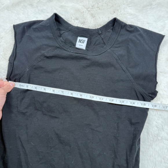 NSF Made in USA Cotton Chloe Fitted Raglan Muscle T-Shirt Black Medium - Picture 5 of 7